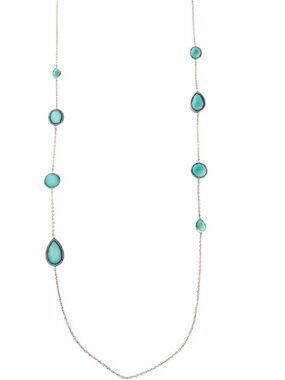 IPPOLITA DIAMOND, QUARTZ, TURQUOISE STERLING SILVER DOUBLET STATION NECKLACE